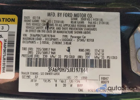 2018 Ford Fusion Se z USA, uszkodzony, nr VIN 3FA6P0H75JR197844